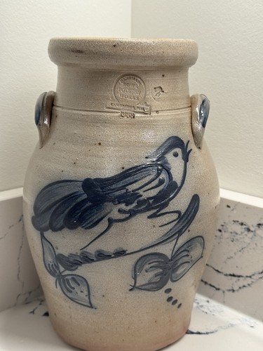 Rowe Pottery Bird Salt Glazed Crock