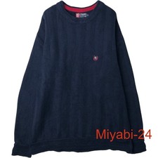 Ralph Lauren CHAPS Herringbone Cotton Sweater Navy M Made in USA