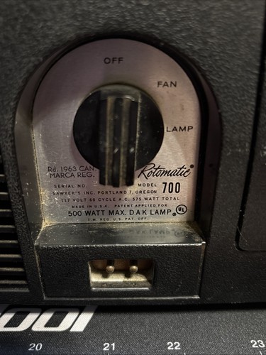 TESTED Sawyer's Rotomatic Model 700 Slide Projector Vintage - Picture 11 of 11