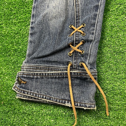 Mudd Girls Youth Denim Jeans Size 0 BCP3108X Leather Ankle Lace Custom - Picture 2 of 15