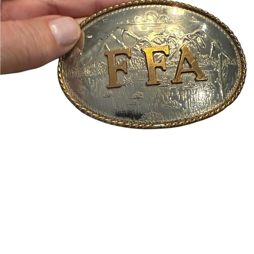 FFA Silver and Gold Belt Buckle by Comstock Silversmiths in German Silver - Picture 4 of 9