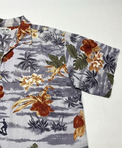 VTG Beach Scene Hawaiian Tropical Surfer Camp Loop Collar Button Shirt Size XL - Picture 5 of 21