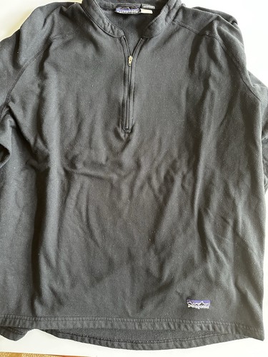 pair VINTAGE Patagonia mens L Regulator R Henley SHIRTS black 1/4 Zip W/ Logo - Picture 6 of 9
