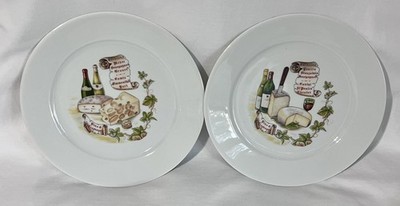 Porcelaine de Sologne France Cheese Wine Plates Set 4 French Porcelain 8.5 