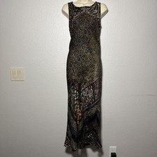 Carole Little Maxi Dress Size 6 Sleeveless Animal Print Velvet Burnout Sheer