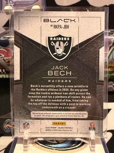 2025 Panini Black JACK BECH RC Patch  Rookie Auto #/99 TZ 13E - Picture 2 of 2