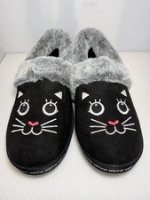 NEW Bobs From Skechers Black Cat Meow Slippers Too Cozy W/ Fur Size 7 Wide Fit