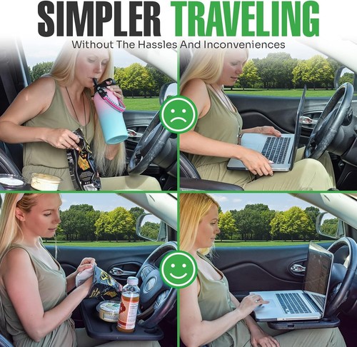 Portable Steering Wheel Desk Tray for Snacks & Laptops - Road Trip Essential - Picture 9 of 9