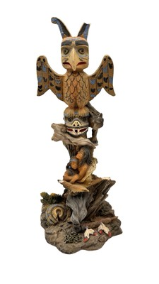 #ad Vintage Totem Pole Resin Figurine 8” Slight Damage Native American Decor