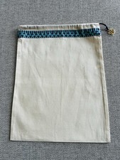 Tory Burch Drawstring DUST BAG for Shoes/Sml Purse wGold Logo Charm New 12x15