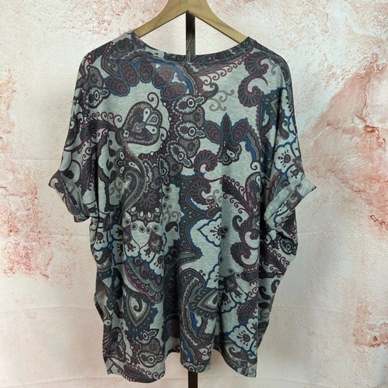 CHICO'S Poncho Artístico Túnica Top Talla Mediana Grande Pequeño Tejido Paisley Gran Tamaño Foto 4 de 4