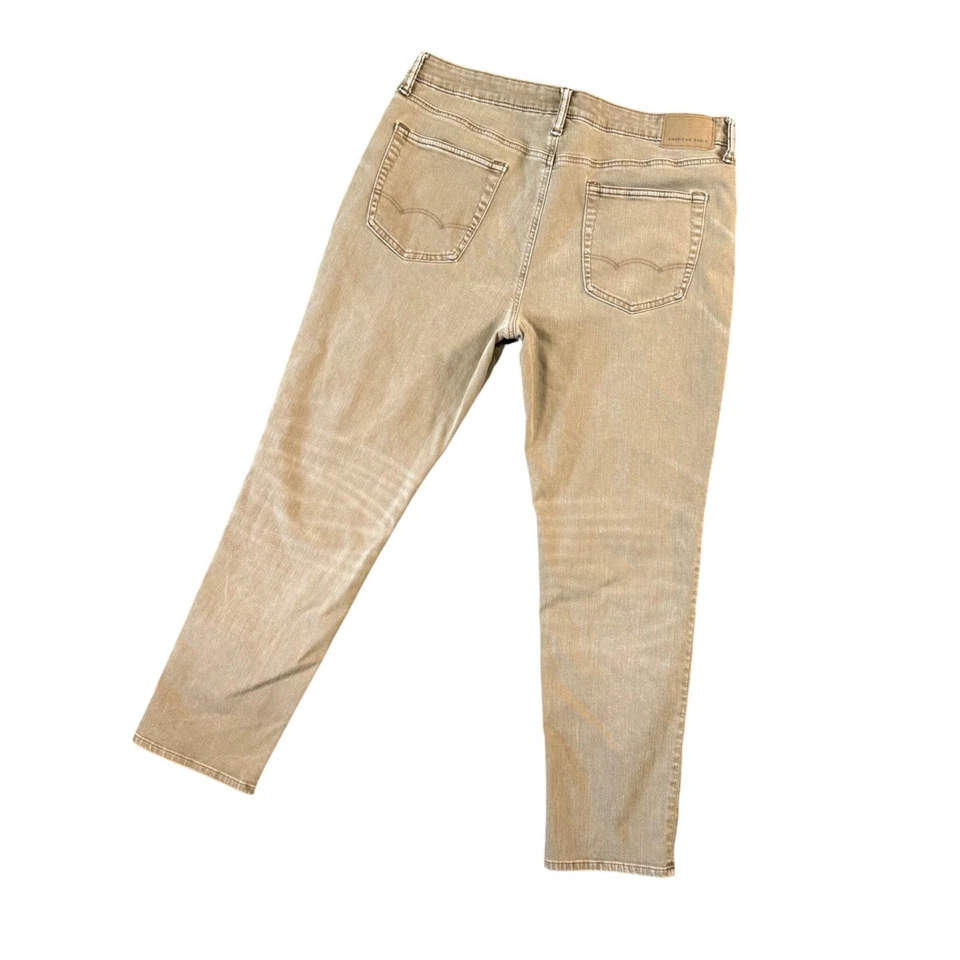 Pantalones de mezclilla informales American Eagle AirFlex+ calce ajustado caqui tostado 36x30 para hombre Foto 3 de 4