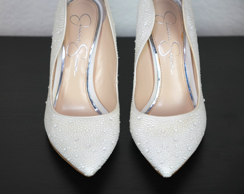 Jessica Simspson Happily Ever After Wayva tacco alto in bianco da sposa 7,5 - Foto 2 di 8