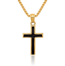 14K Solid Yellow Gold Cross Necklace
