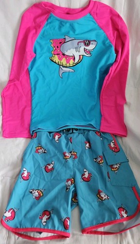 Boys 6 Sovereign Code Long Sleeve Rashguard & Lined Trunks Swimwear Multi Color - Picture 2 of 16