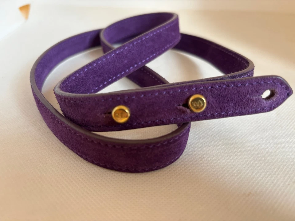 Nuevo Cinturón Ralph Lauren Púrpura Gamuza Cuero Ajustado M Foto 2 de 2