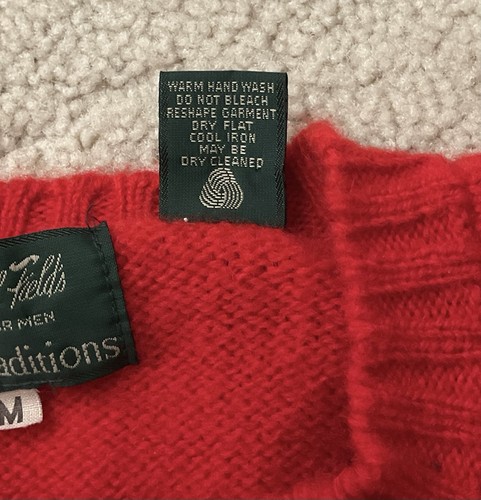 100% Shetland Wool Men’s Sweater Sz M Scottish Made For Marshall Fields Red - Picture 8 of 12