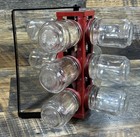 Vintage Rotating Screw/Bolt Spice Rack 12 Glass Jar Metal Hardware