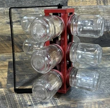 Vintage Rotating Screw/Bolt  Spice Rack 12 Glass Jar Metal Hardware
