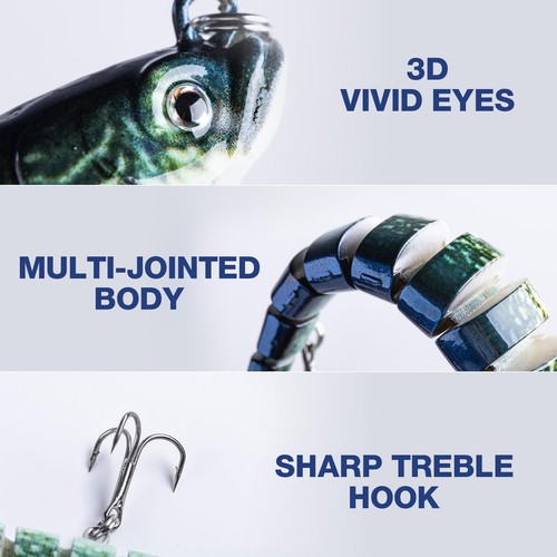 Bass Fishing Lures, Lifelike Jointed Swimbait for Bass Trout Walleye Crappie ... - Bild 3 von 7