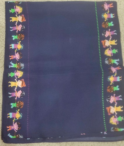 American Academy Of Pediatrics Navy Blue Silk Scarf W/children Print 54" X 11" - Picture 17 of 19