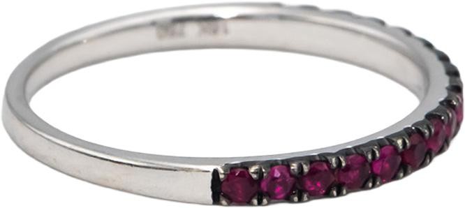 18k White Gold Round Ruby Stackable Band Ring 0.2… - image 2