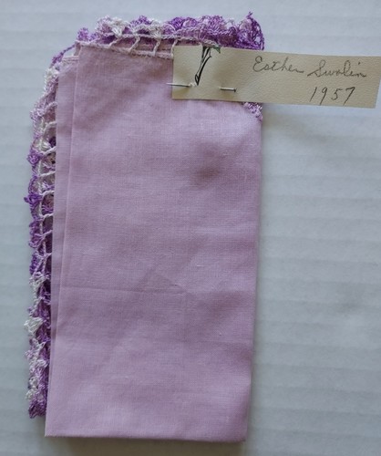 Vintage Ladies’ Violet Hankie/Handkerchief With Hand Crochet Purple & White Trim - Picture 9 of 9