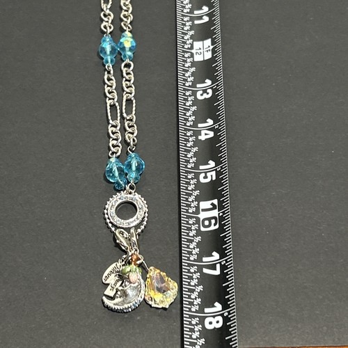 KIRKS FOLLY ENCHANTED CHARM NECKLACE BLUE CRYSTAL Silver MOON Always Forever - Picture 8 of 11