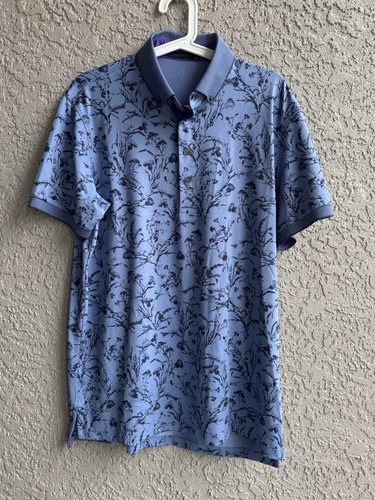 Greyson Mens Polo Golf Casual Shirt Blue Water Thistle KNOLL Embroidery Sz M NWT - Picture 8 of 8