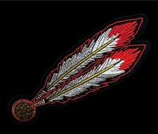 Feather-Shaped Embroidered Patch | Iron-On 6+1/2 x 2+1/4 inch
