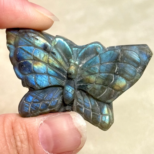 Schmetterling Labradorit Kristall Schnitzerei - natürlicher Edelstein geschnitzter Cabochon 1,9 Zoll - Bild 1 von 3