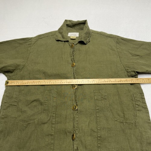 Chaqueta larga de lino FLAX para mujer pequeña de gran tamaño Lagenlook vestido con cinturón verde - Imagen 11 de 12