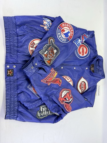 Jeff Hamilton MLB Logos Leather Jacket Vtg Team Patches JH Design red 6XL Rare - Picture 14 of 24