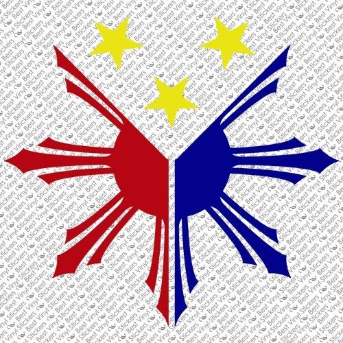 3-COLOR PHILIPPINES FLAG SUN STAR PINOY PINAY CUSTOM VINYL DECAL STICKER (PH-04) - Picture 2 of 7