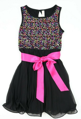 Xhiliraton Nautica Girls Black Sequin Sleeveless Dress Pink Romper Size 4/5 - Picture 2 of 6