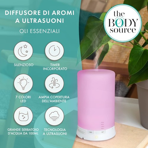 Diffusore di aromi e umidificatore a ultrasuoni con 7 luci LED di colore cang... - Foto 2 di 9