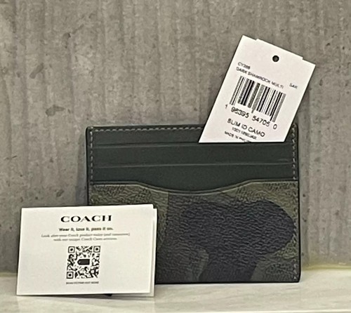 Estuche delgado para tarjetas de identificación COACH 'CC Signature Camo' de lona recubierta camuflaje *NUEVO CON ETIQUETAS* - Imagen 16 de 16