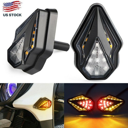 2x Motorcycle Flush Mount Turn Signal Indicator Blinker Red Amber LED Light DRL - Foto 2 di 13