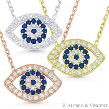 Evil Eye Charm Greek Mati Turkish Nazar Hamsa Kabbalah Sterling Silver Necklace