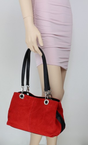 Italian Genuine Suede Vera Pelle Shoulder Bag Multi Compartments Designer - Picture 149 of 150