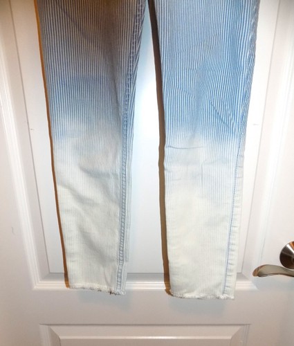 ABERCROMBIE KIDS Girls Lt Wash Ombre Jeggings 8 Jeans Pinstriped Crop Pull-on - Picture 3 of 8
