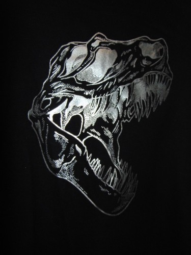 T-REX Size 7 Black and Silver Metallic Long Sleeve T-Shirt - Highland Original - Picture 3 of 5