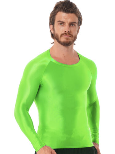 Camisas básicas de compresión brillantes para hombre manga larga natación entrenamiento gimnasio - Imagen 63 de 64