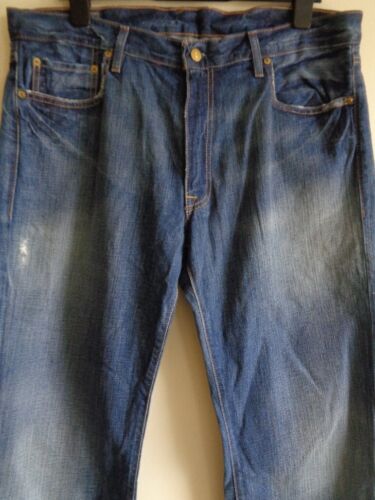 RALPH LAUREN MEN'S BLUE DENIM LIGHTLY DISTRESSED BOOTCUT JEANS - SIZE 36 X 32 - Picture 2 of 6