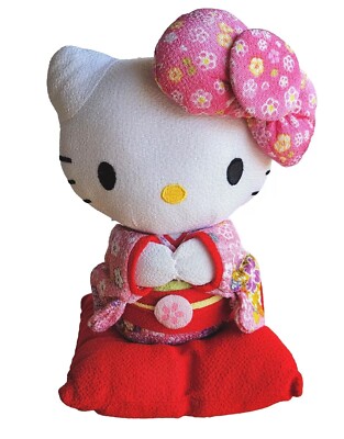 Sanrio Hello Kitty Sakura Kimono Sitting Pillow Stuffed Toy Plush Doll 2015 9''