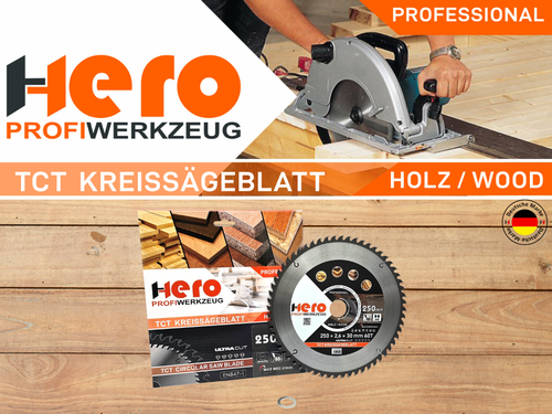 Kreissägeblatt 250 x 30/20 mm 60Z Profi HM Sägeblatt TCT Sägeblätter Holz HERO - Bild 2 von 9