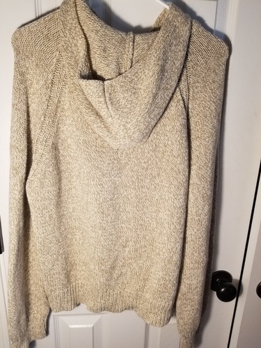 J.Jill dicker Strickpullover Damen Gr. XL durchgehender Reißverschluss hellbraun Hoodie Zopfmuster  - Bild 6 von 8