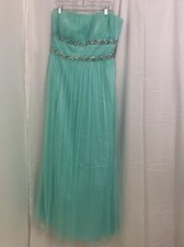 Morgan & Co Teal Dress Long Strapless Size 17/18