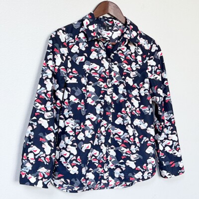 COS 100% Cotton Button Up Down Shirt Top Blouse Abstract