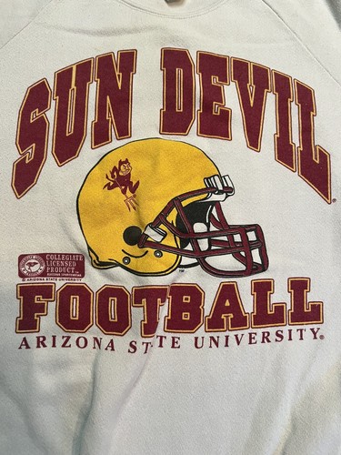 Vtg Sun Devil Sweatshirt Arizona State Football USA made Large Flaw - Picture 6 of 8